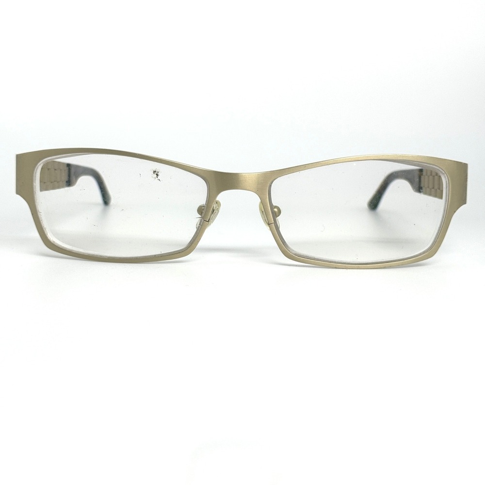Mens Rectangular Gold‎ Tone Metal Eyeglasses Frame Fashion Glasses 21091